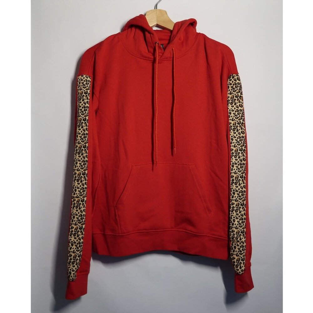 Empyre Girls Pullover Hoodie Hedwig Red Leopard Stripe Long Sleeve Pockets M New